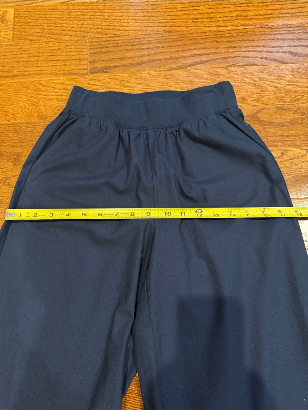 Navy Wide-Leg Ruffle Hem Pants - Picture 8 of 12